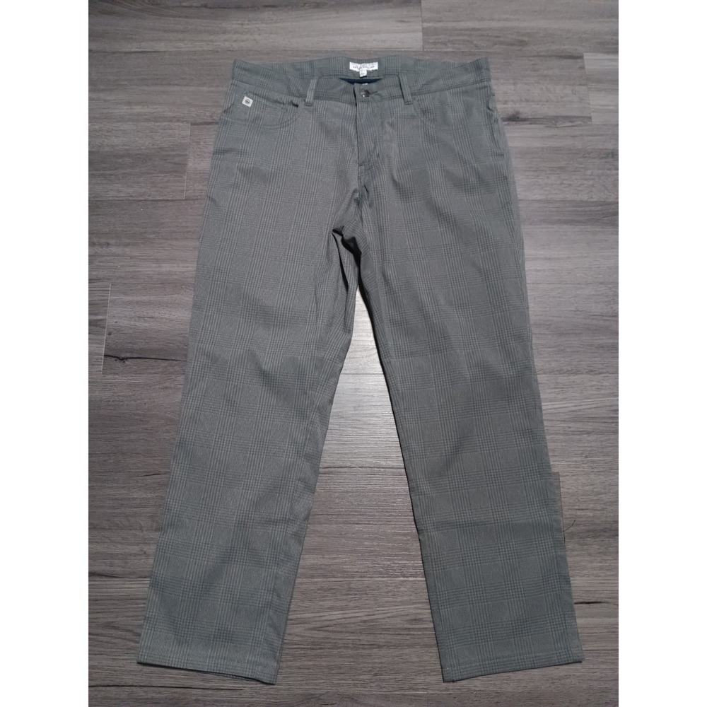 Peter Millar Men's Gray Plaid Golf Performance 5 Pocket‎ Pants Size 34x27 EB52